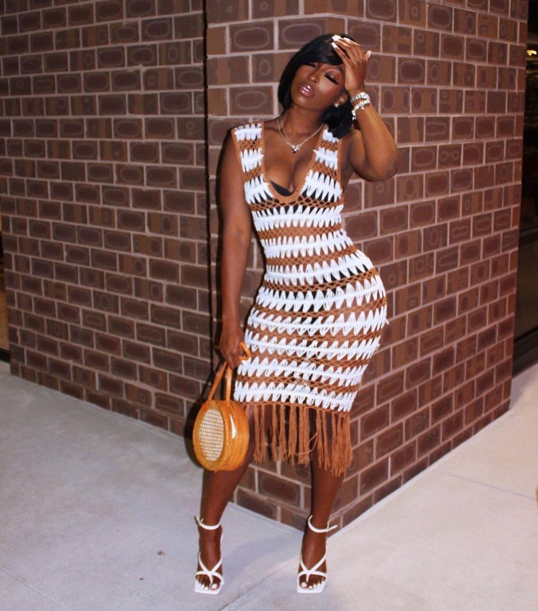 E Commerce Women Clothing Sexy Tassel Wave Crochet Woven Women Dress