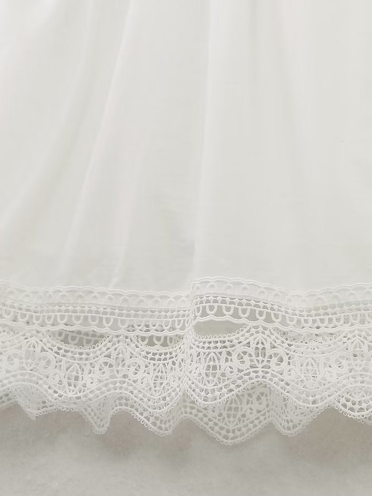 Summer Women Tight Waist V neck Lace Crochet Strap Dress