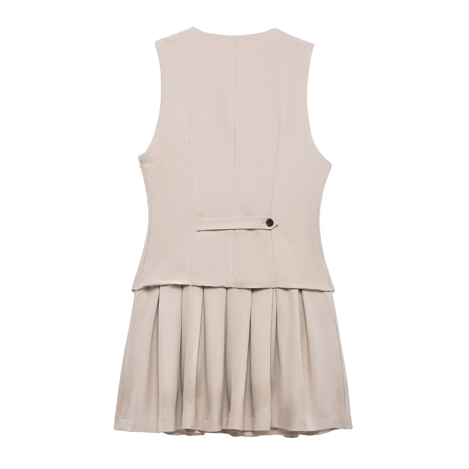 Women Wide Pleated Striped Vest Short Dress