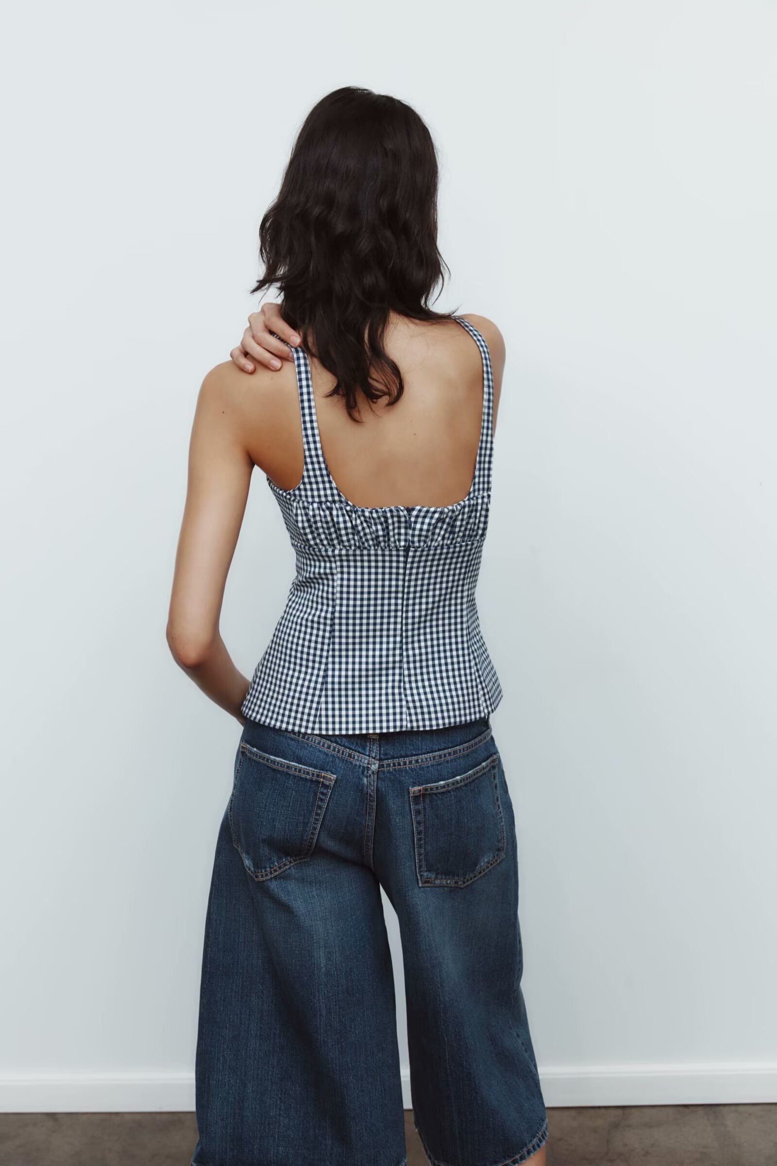 Women Plaid Stretch Sexy Short Top