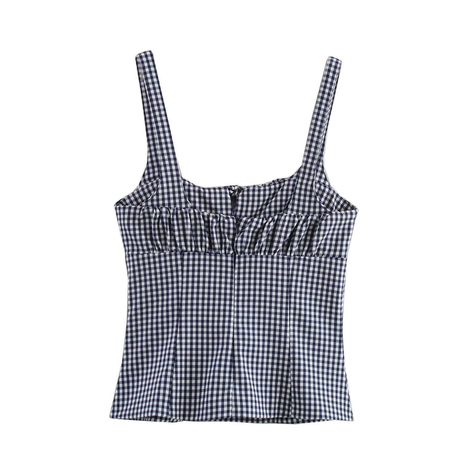 Women Plaid Stretch Sexy Short Top