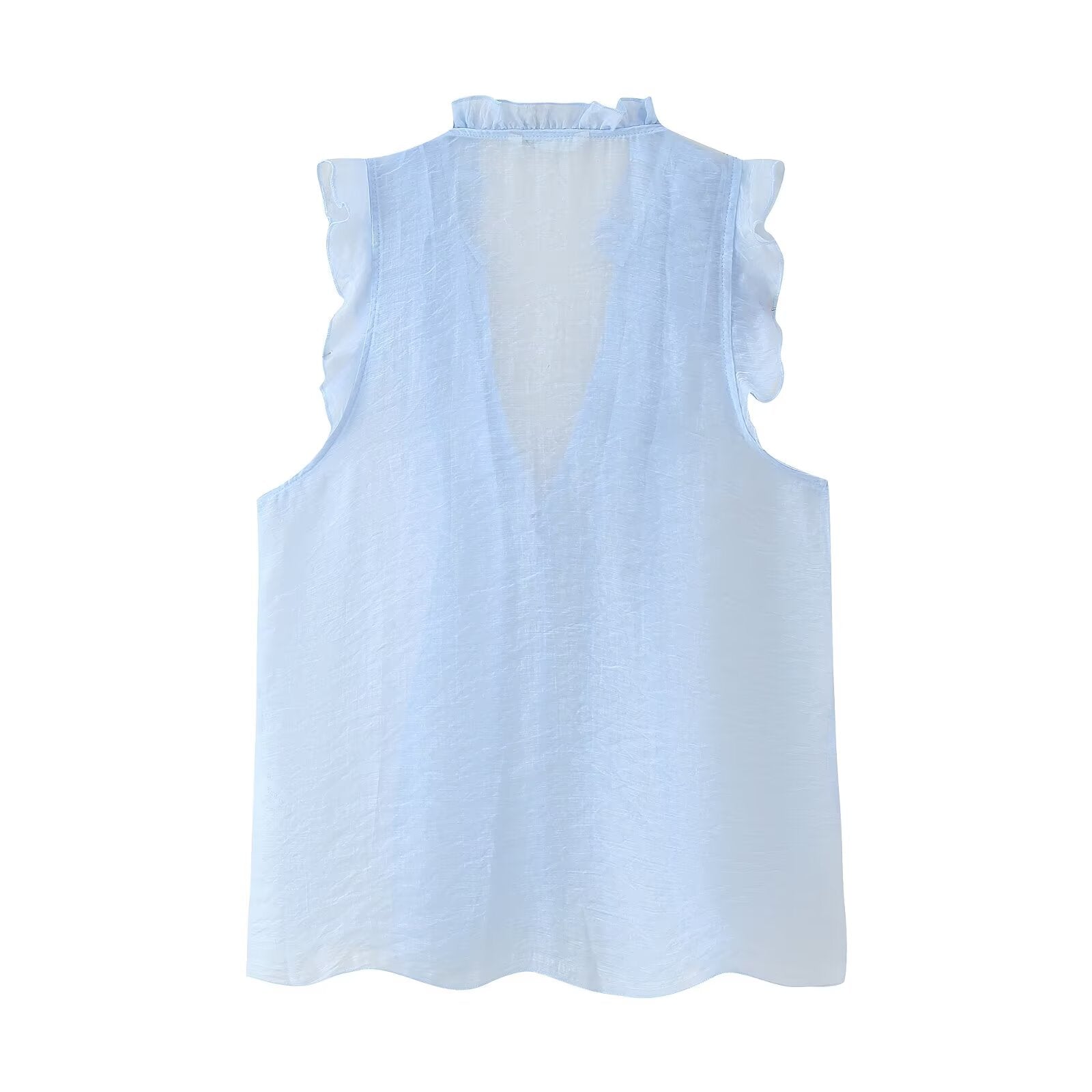 Women Clothing French Laminated Decoration Drape Sleeveless Top