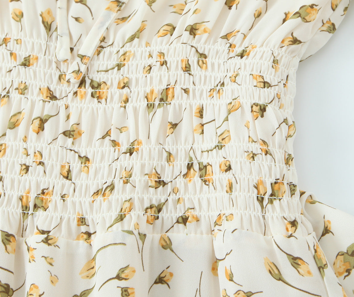 Summer Gentle Floral Dress Spring Summer French Mid Length Waist Slimming