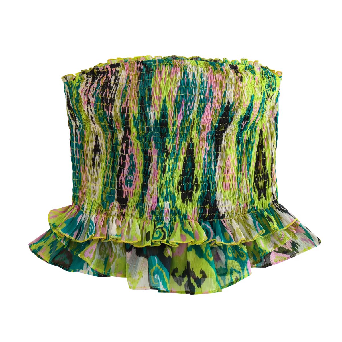 Summer Spring Women Clothing Tube Top Printed Personality Sense Young All Matching Top