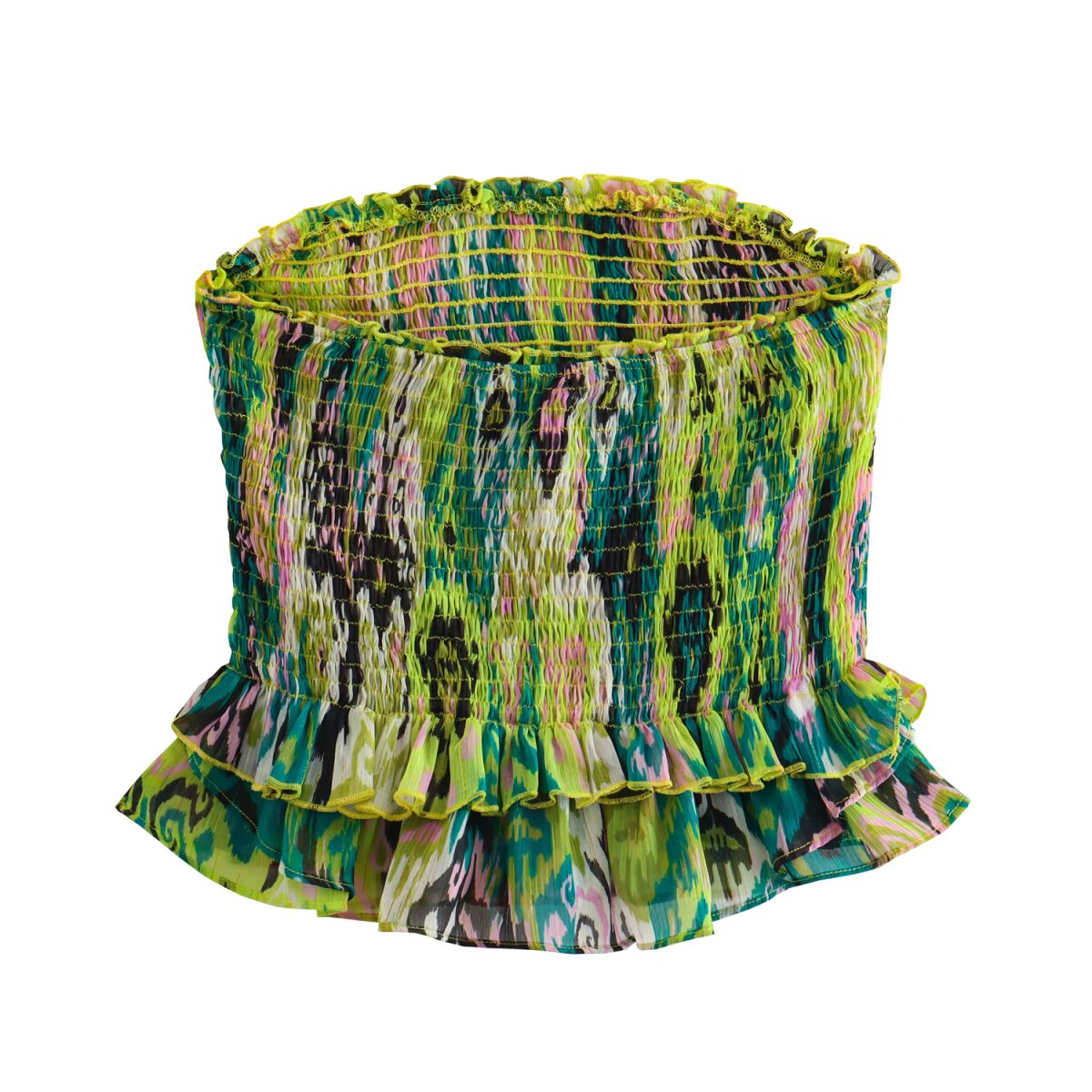 Summer Spring Women Clothing Tube Top Printed Personality Sense Young All Matching Top