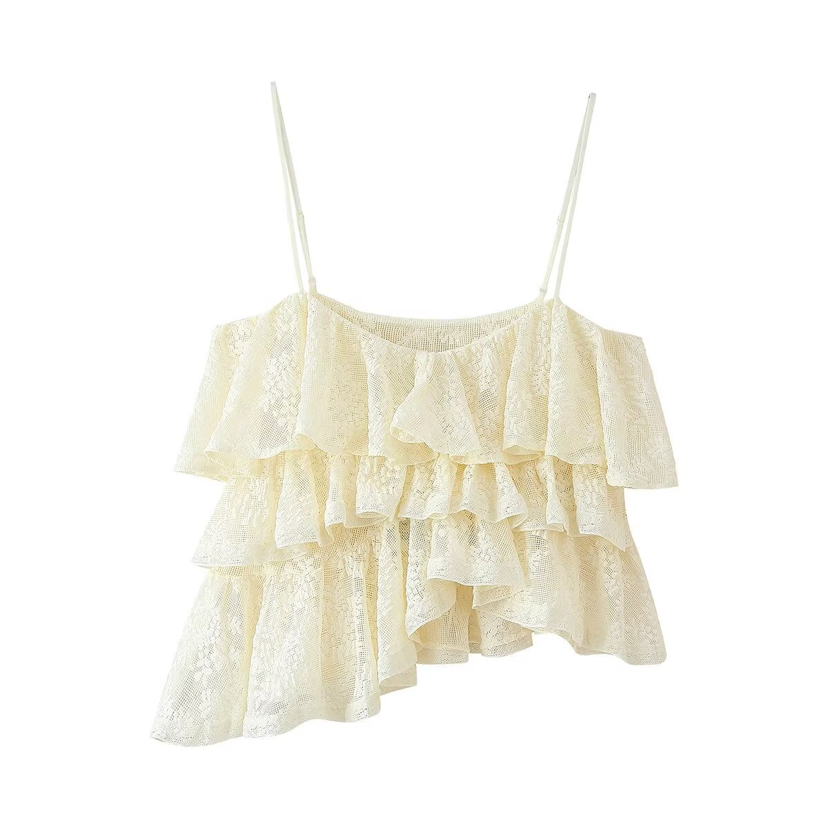 Women Clothing Sexy Lace Laminated Decoration Top