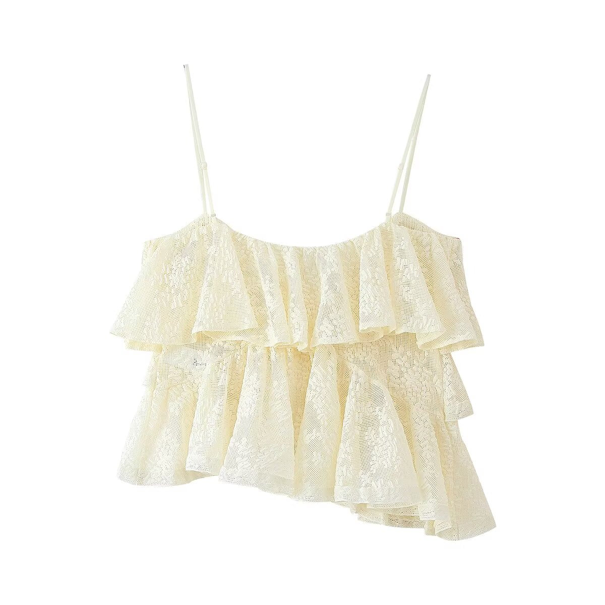 Women Clothing Sexy Lace Laminated Decoration Top