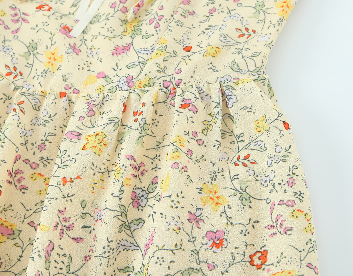 Women Sexy Backless Hip Women Bow Floral Strap Dress