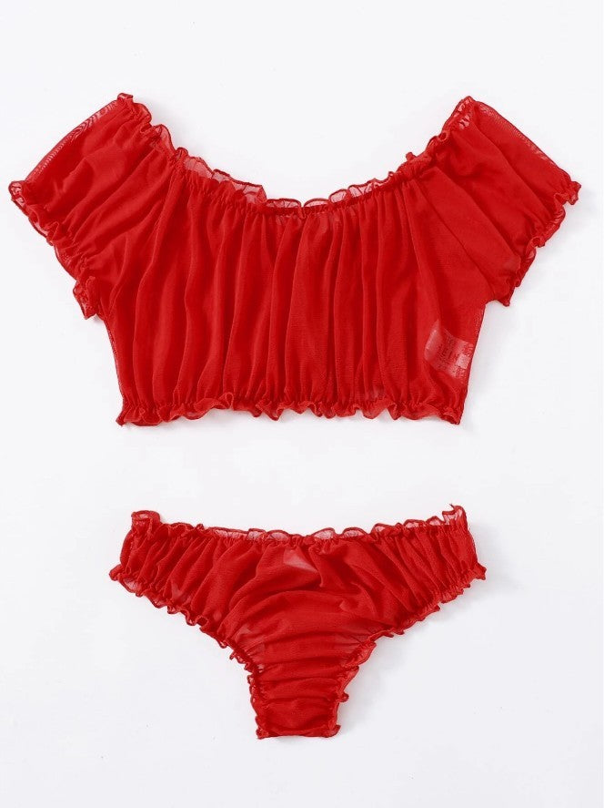 European And American Sexy Lingerie One-Shoulder Two-Piece Sling Set