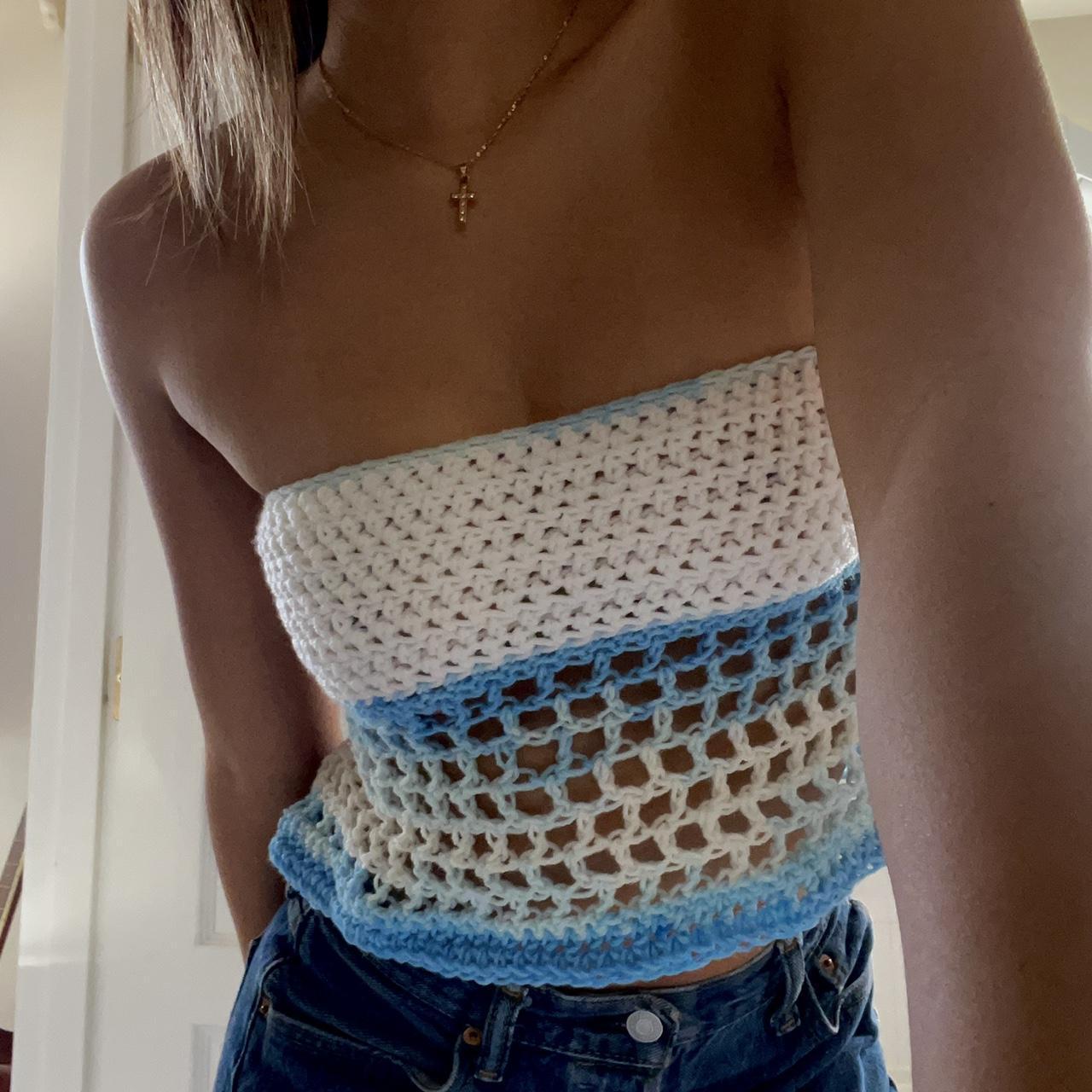 Hollow Out Cutout out Tube Top Top Summer Sexy Sexy off Shoulder Short Color Stitching Strap Cropped Outfit Sweater
