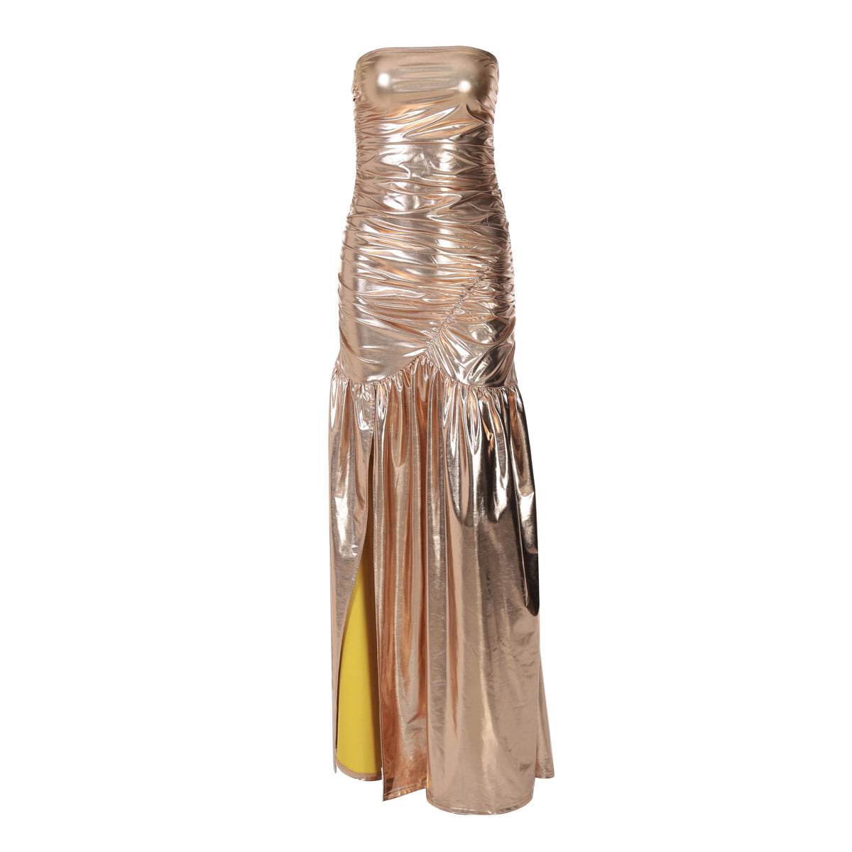 Summer Women Solid Color Sexy Slit Slim Tube Top Dress