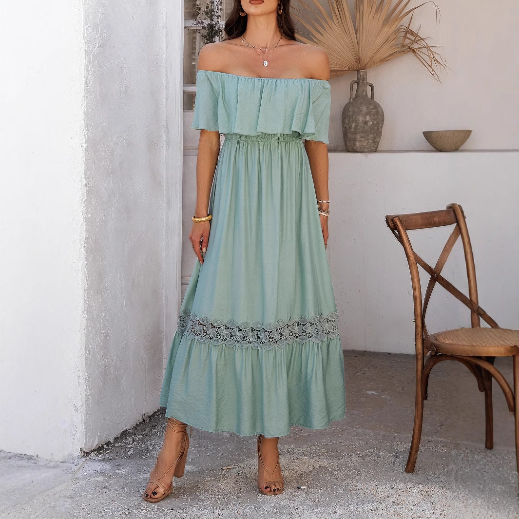 Vacation Casual off Shoulder Waist Dress Women Clothing Spring Summer