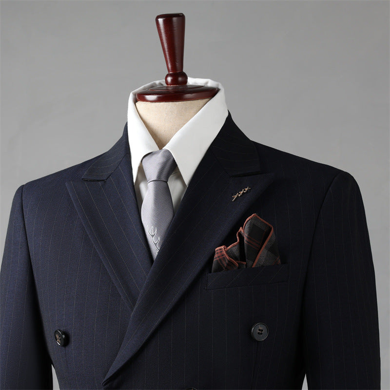 Double Breasted Stripes Suit Men's Suits