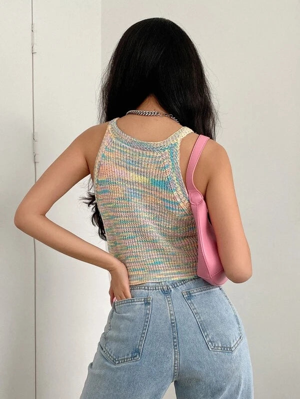 Women Summer Crew Neck Sexy Jersey Slim Crop Tank Top Crochet hook