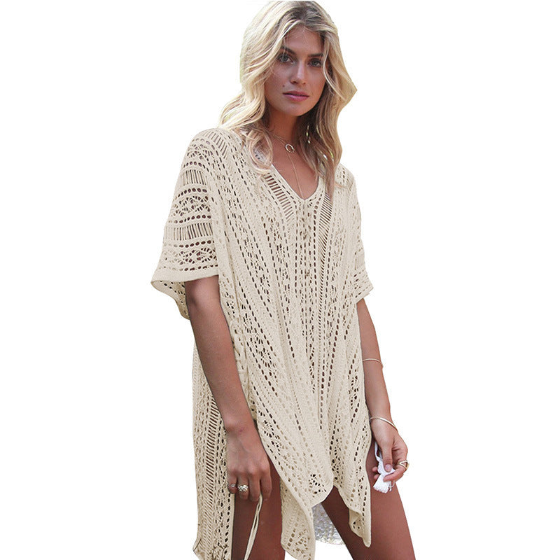Bikini Hollow Out Cutout Beach Vacation Blouse Knitted Sunscreen Swimsuit for Women Crochet Crochet hook