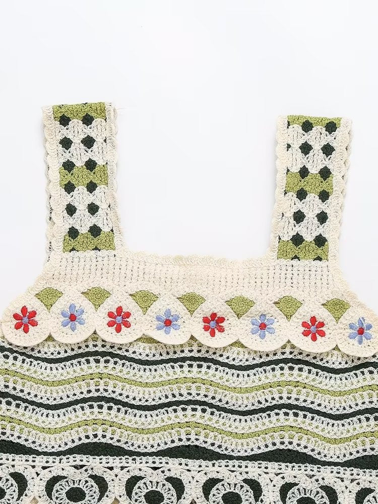 Gilet ajouré au design rétro pour femme, très populaire, court, petite écharpe, vêtement d'extérieur, été, sans manches, épaules dénudées