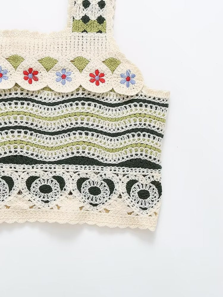 Gilet ajouré au design rétro pour femme, très populaire, court, petite écharpe, vêtement d'extérieur, été, sans manches, épaules dénudées