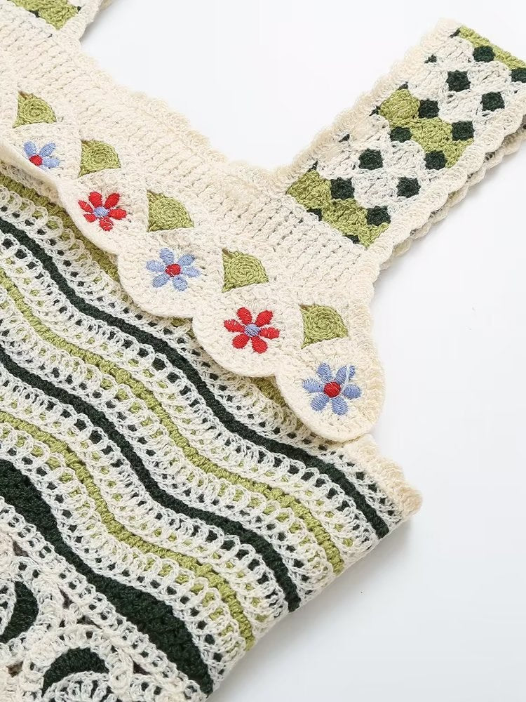 Gilet ajouré au design rétro pour femme, très populaire, court, petite écharpe, vêtement d'extérieur, été, sans manches, épaules dénudées