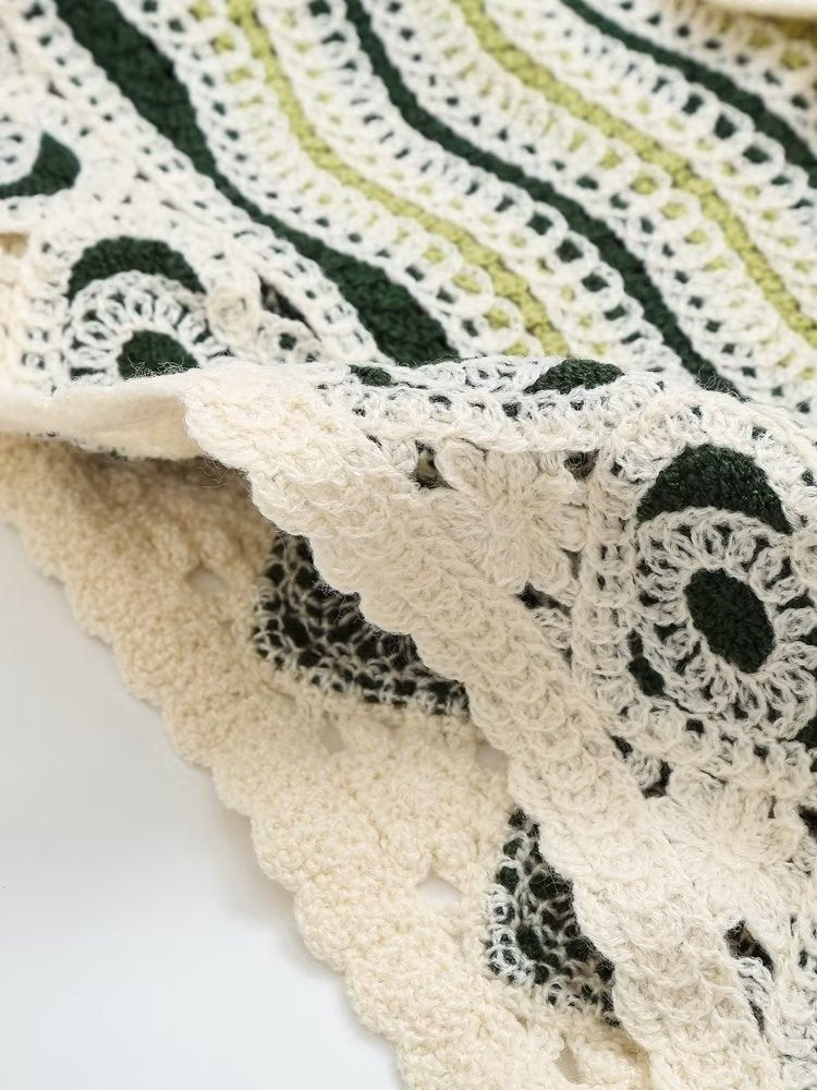 Gilet ajouré au design rétro pour femme, très populaire, court, petite écharpe, vêtement d'extérieur, été, sans manches, épaules dénudées