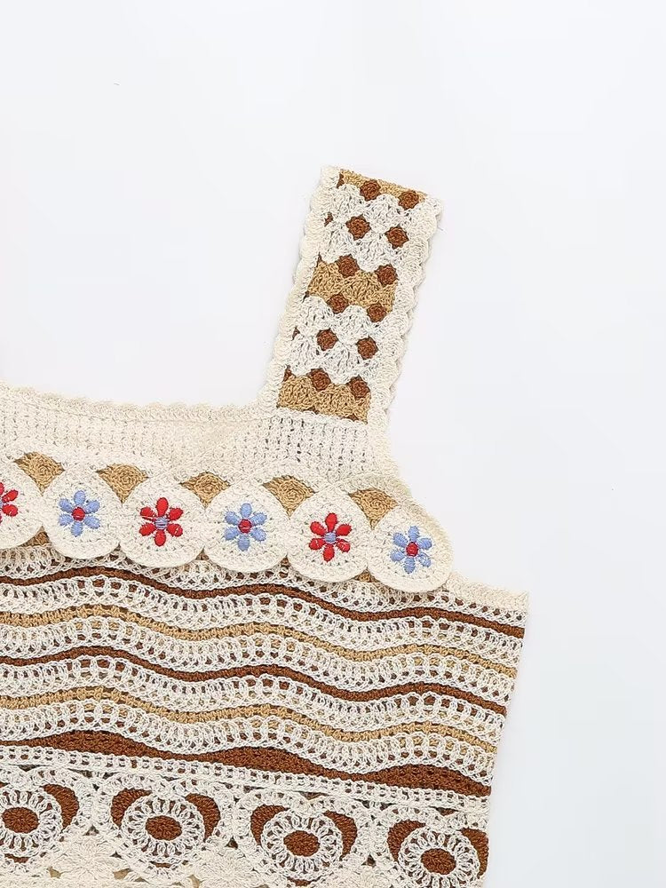 Gilet ajouré au design rétro pour femme, très populaire, court, petite écharpe, vêtement d'extérieur, été, sans manches, épaules dénudées