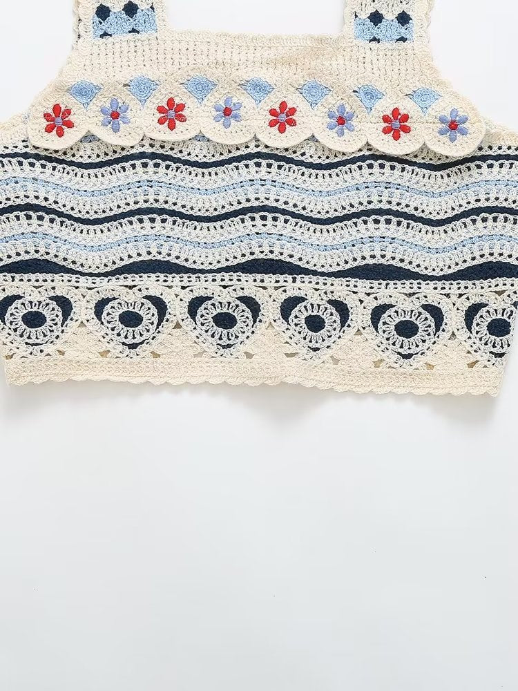 Gilet ajouré au design rétro pour femme, très populaire, court, petite écharpe, vêtement d'extérieur, été, sans manches, épaules dénudées