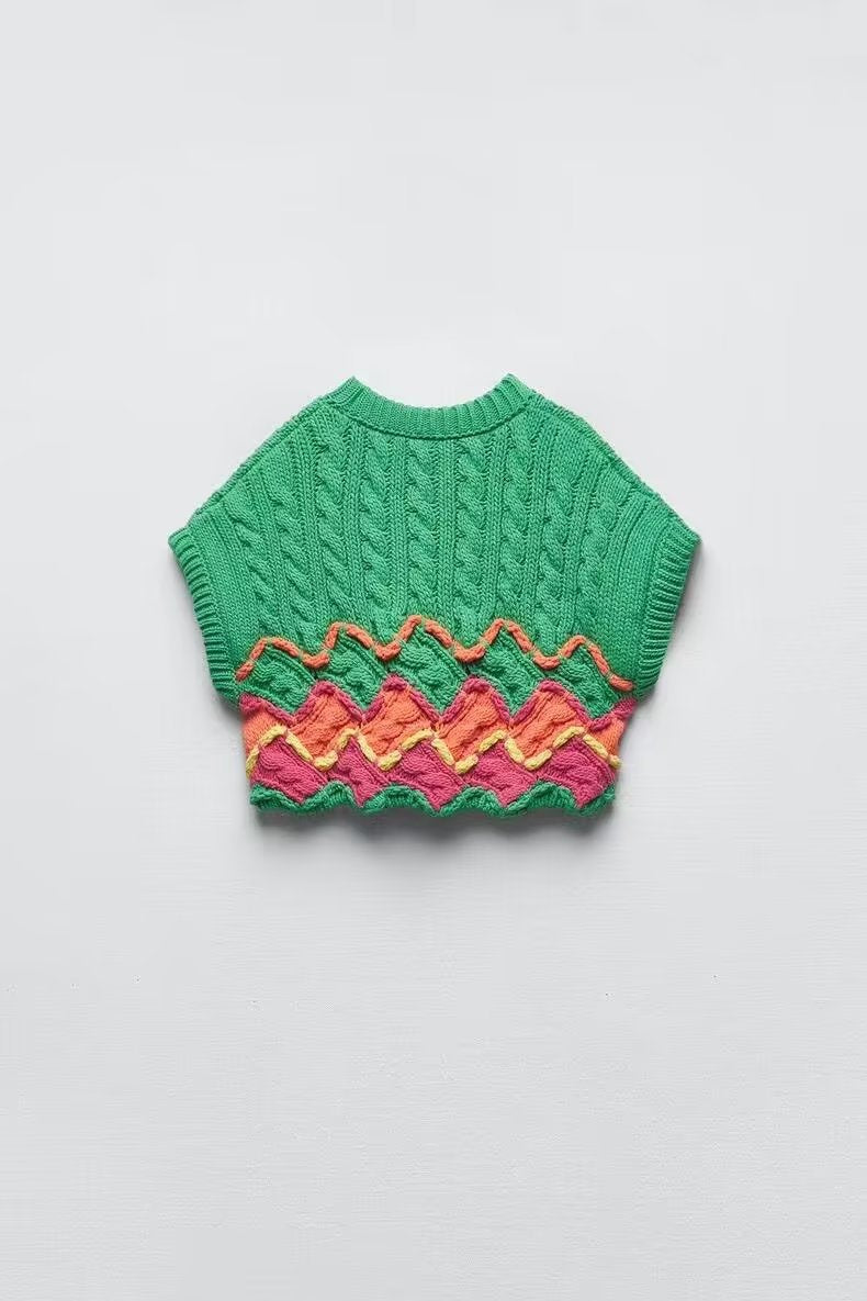 Vêtements pour femmes, pull court en maille effet crocheté, gilet, veste, haut pour femmes