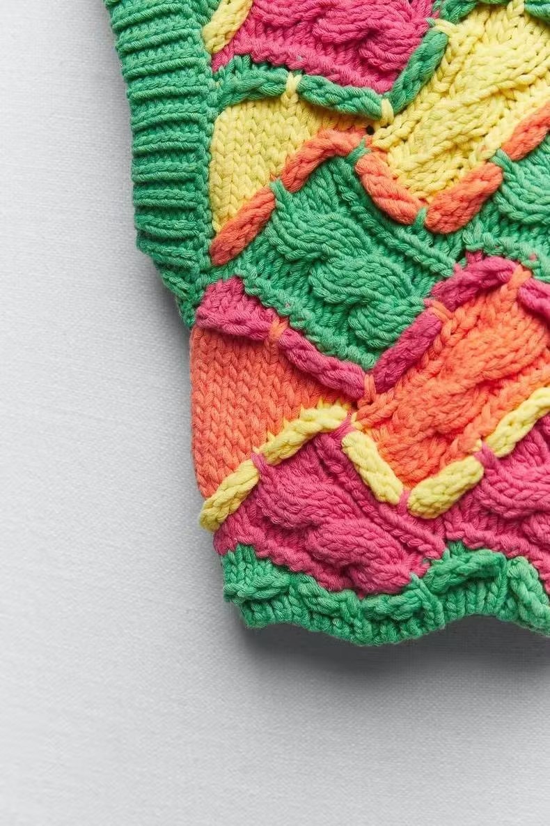 Vêtements pour femmes, pull court en maille effet crocheté, gilet, veste, haut pour femmes