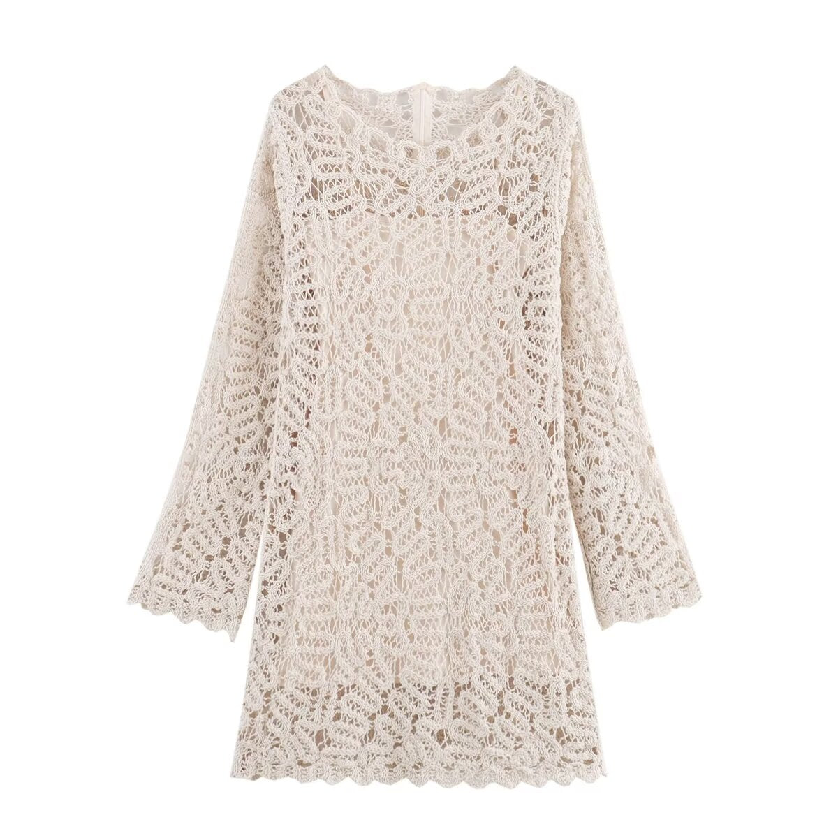 Robe élégante en tricot crocheté légèrement mature pour femme