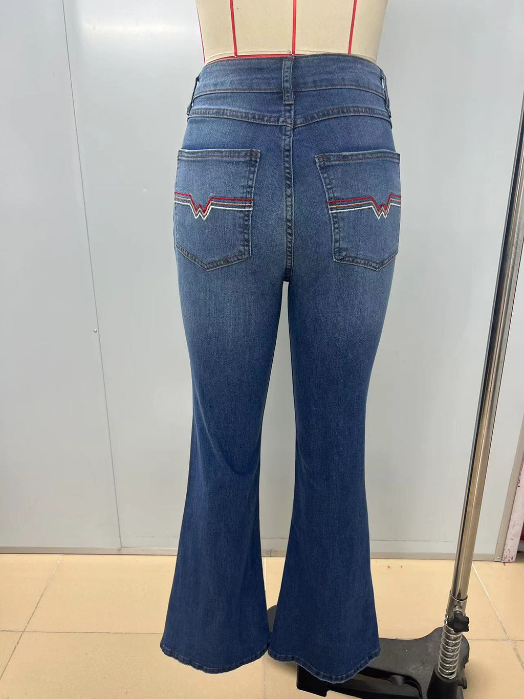 High Waist Slimming Embroidered Micro Pull High Waist Stretch Jeans for Women