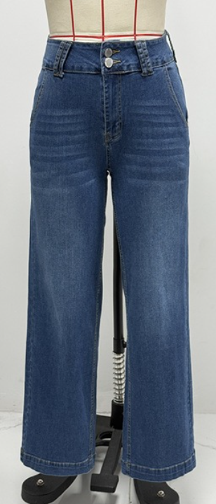 Spring Blue Color Washed Straight Jeans Women Clothing