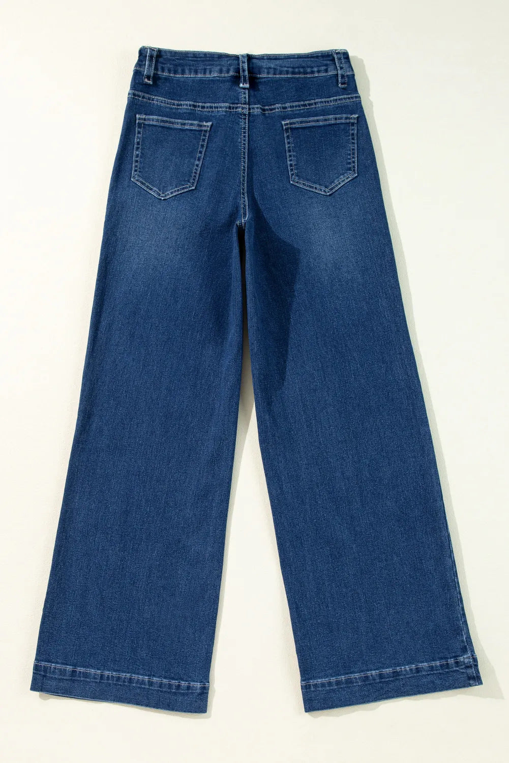 Spring Dark Blue High Waist Wide Leg Jeans Women Retro Straight Leg Pants