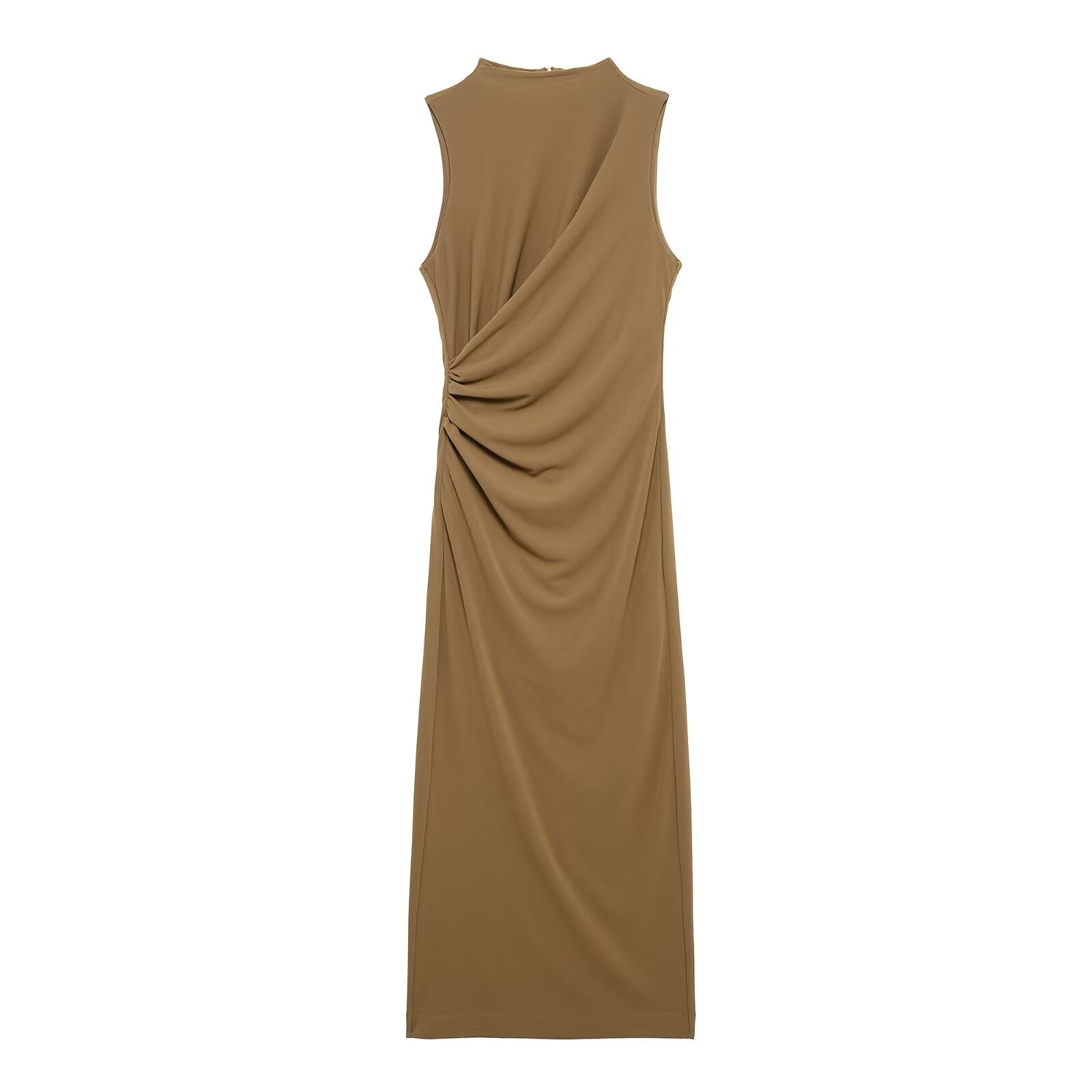 Women Clothing Spring Elegant Pleated Decoration Slim Sheath Dress