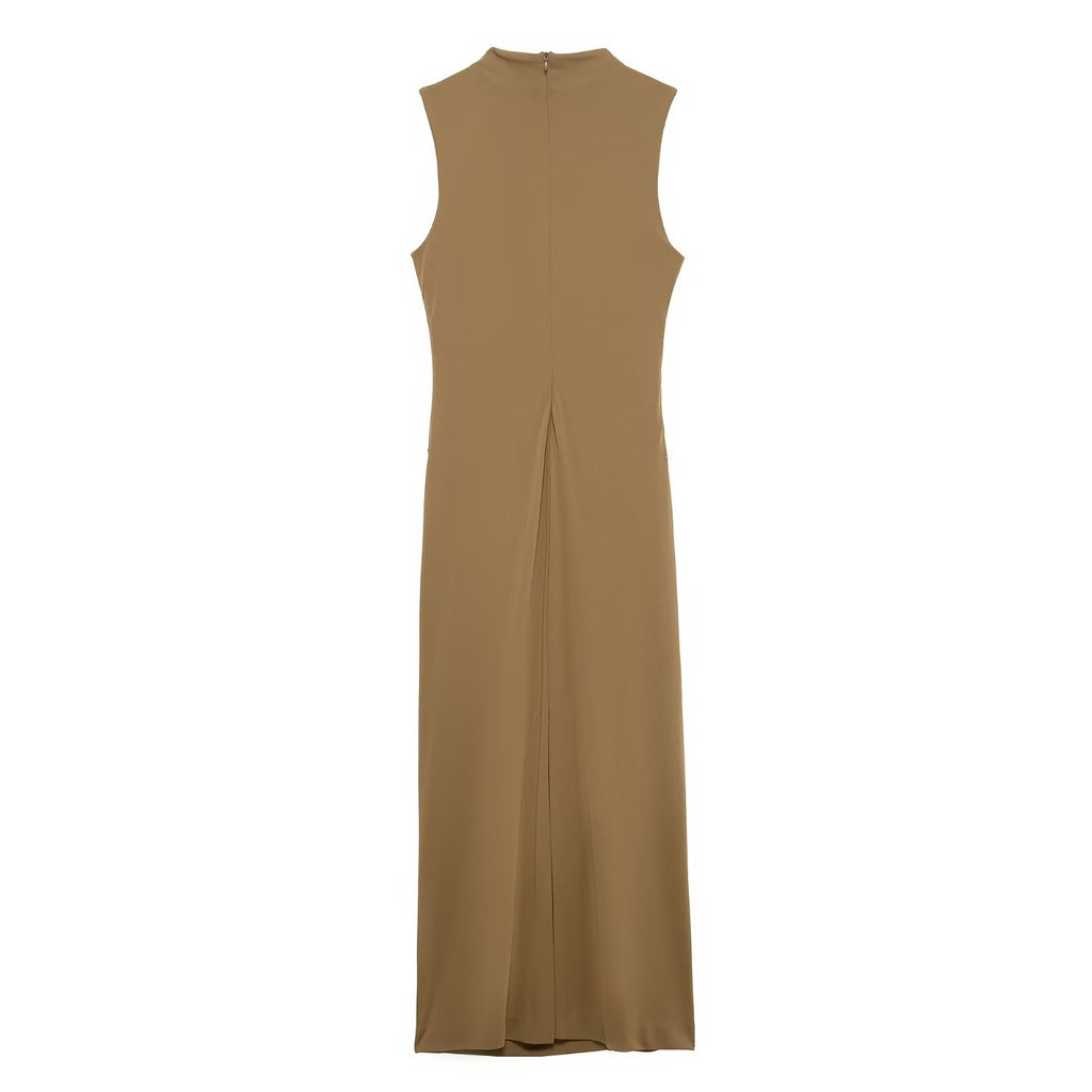 Women Clothing Spring Elegant Pleated Decoration Slim Sheath Dress