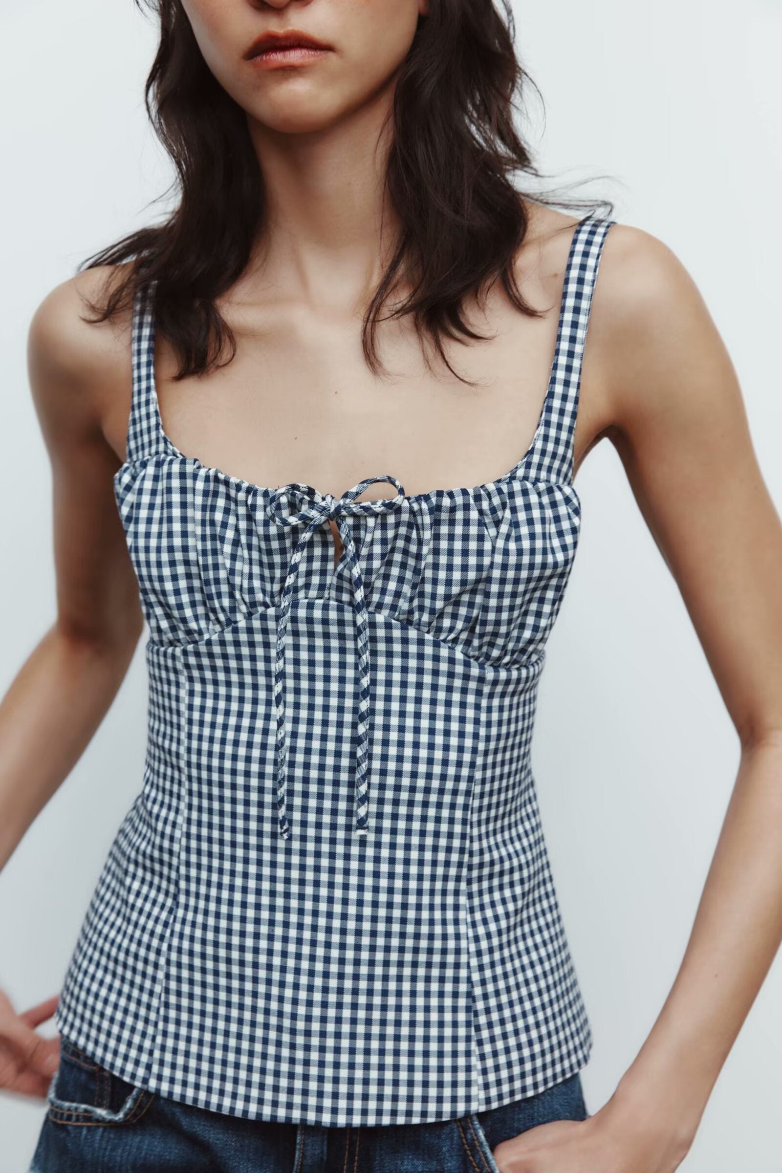 Women Plaid Stretch Sexy Short Top