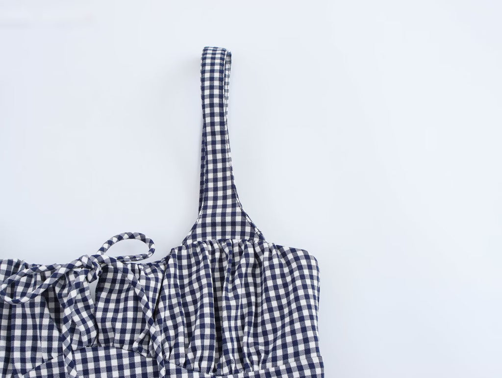 Women Plaid Stretch Sexy Short Top