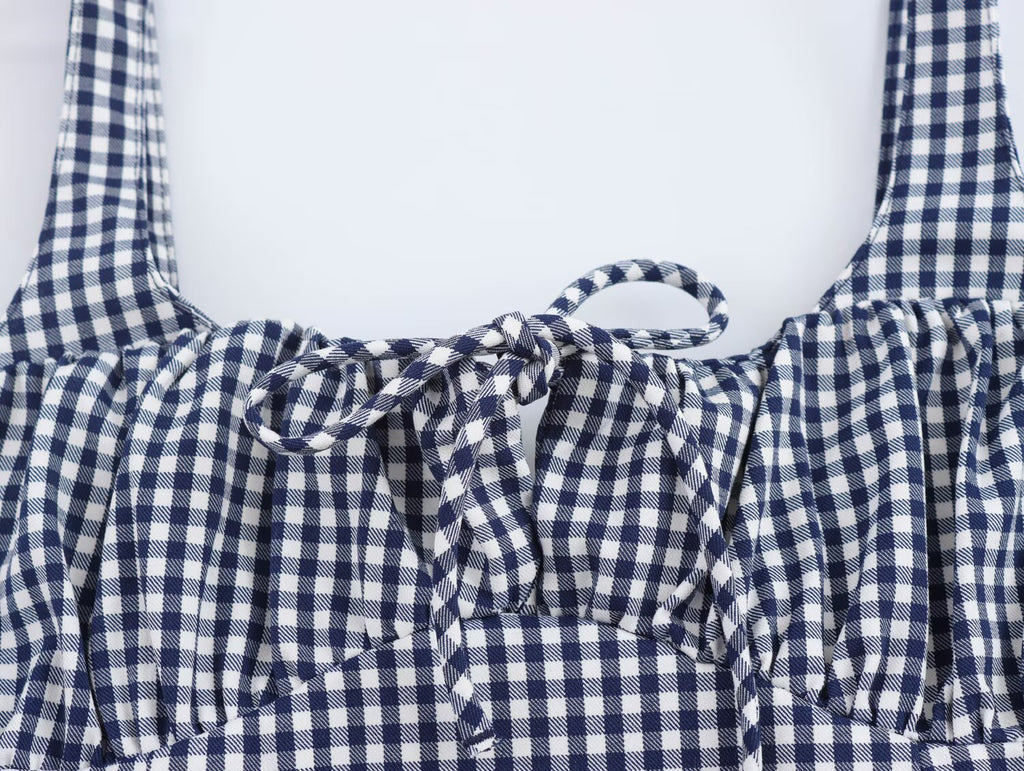 Women Plaid Stretch Sexy Short Top