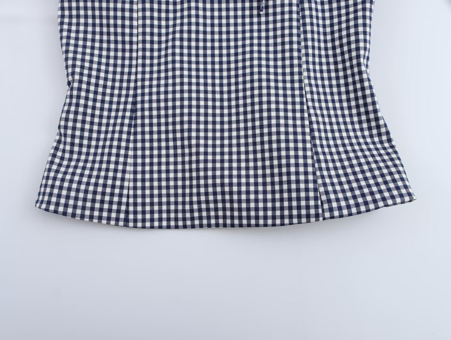 Women Plaid Stretch Sexy Short Top