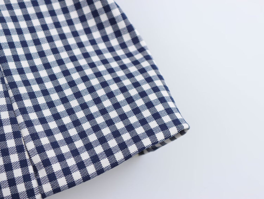 Women Plaid Stretch Sexy Short Top