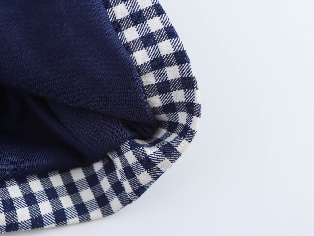 Women Plaid Stretch Sexy Short Top