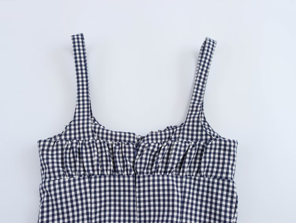 Women Plaid Stretch Sexy Short Top