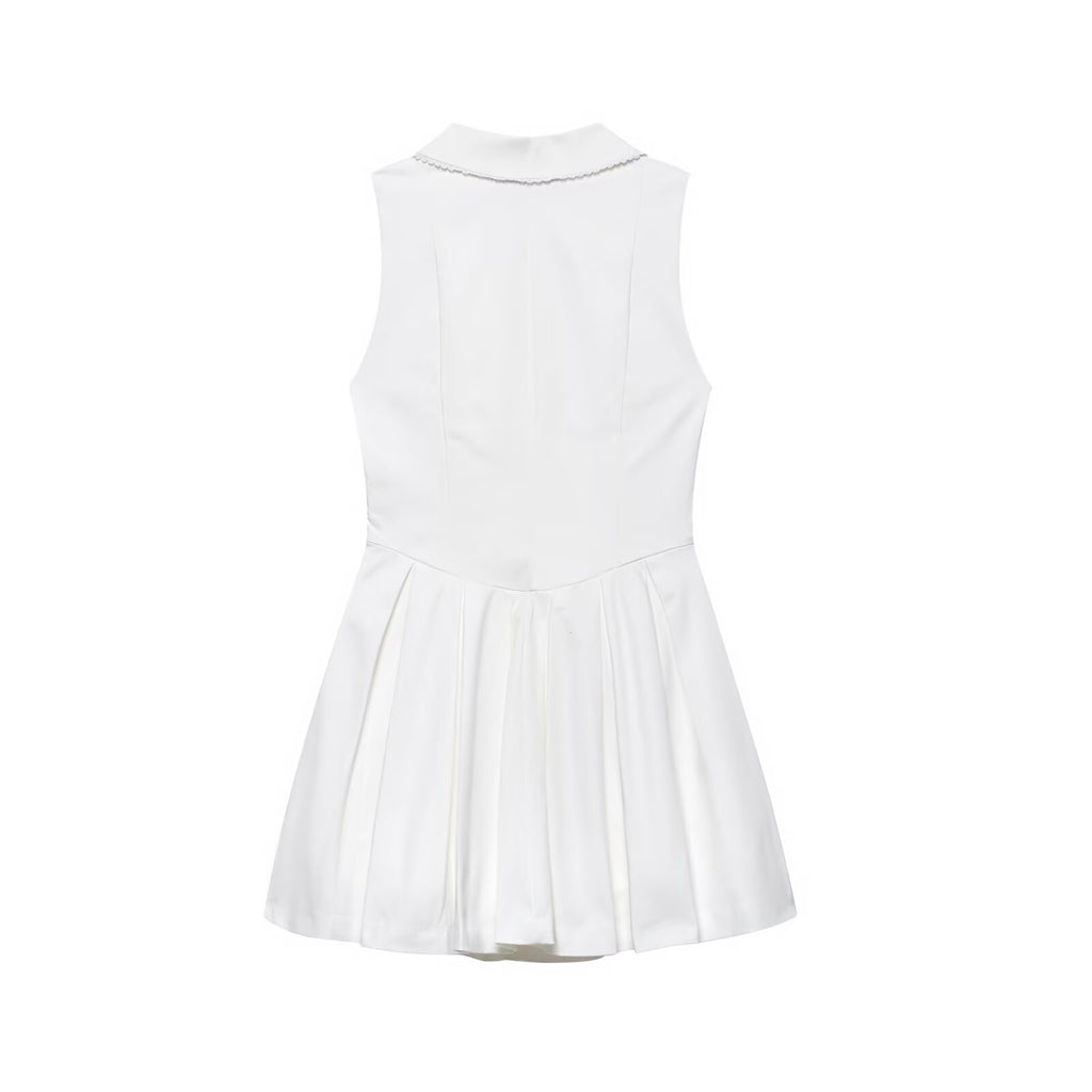 Women Clothing Early Spring Elegance Simplicity Wide Pleated Swing Dress