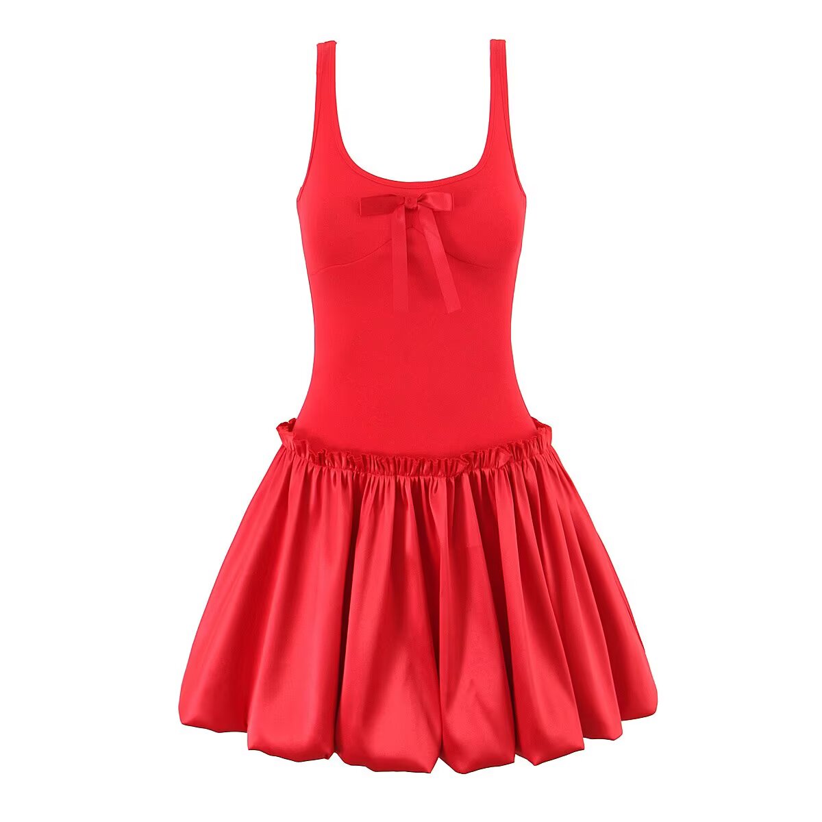 Spring French Pure Design Bow Vest Stitching Bud Dress