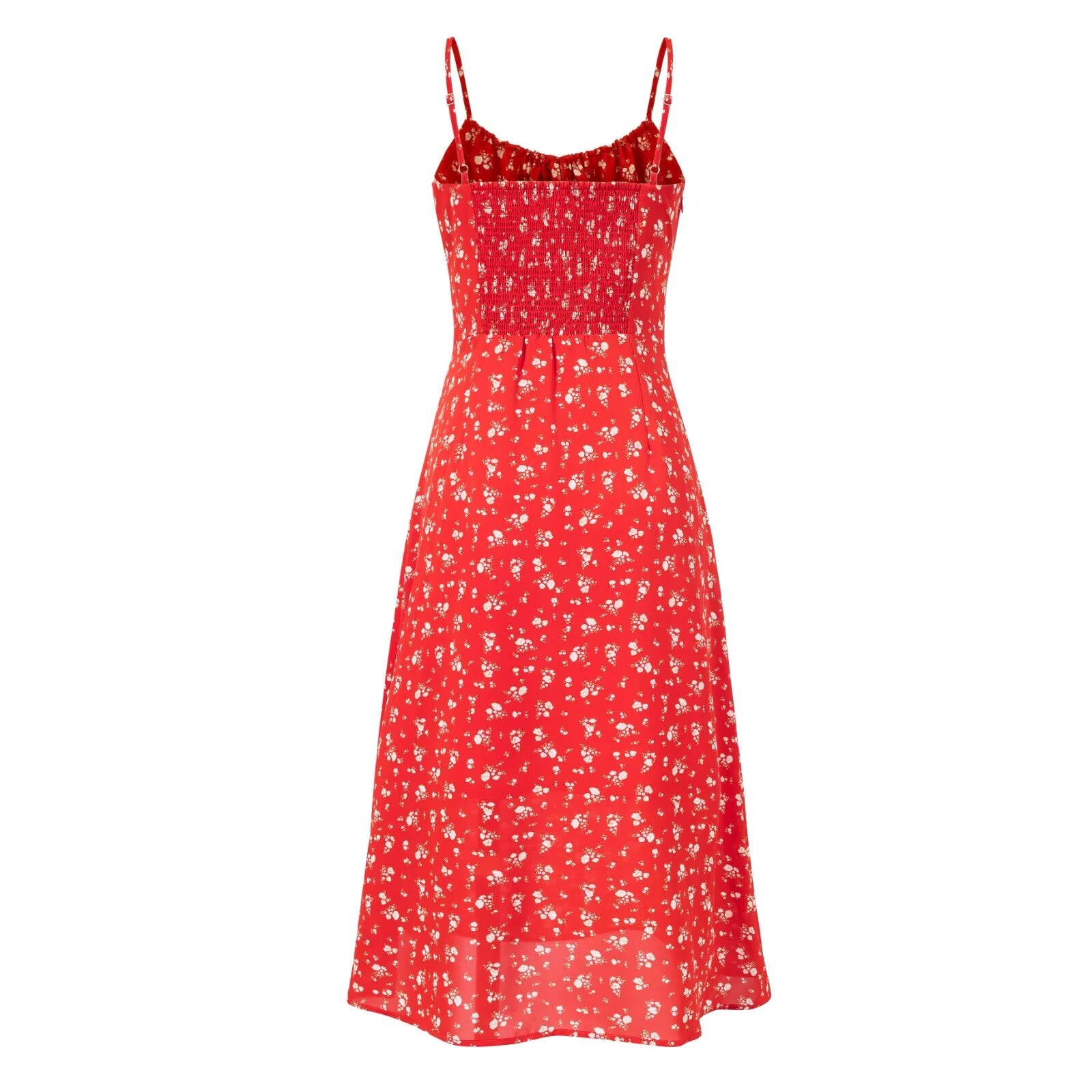Spring Holiday Chest Drawstring Strap Floral Red Background Sling Dress