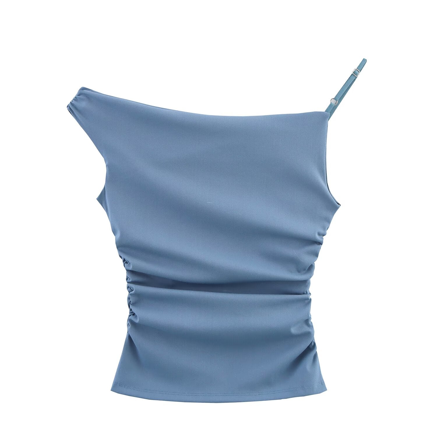 Women Clothing French All Match Pleated Asymmetric Top