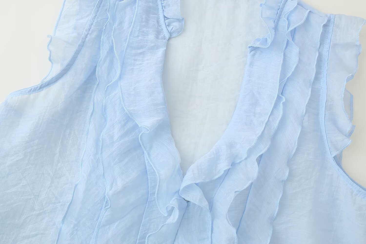 Women Clothing French Laminated Decoration Drape Sleeveless Top