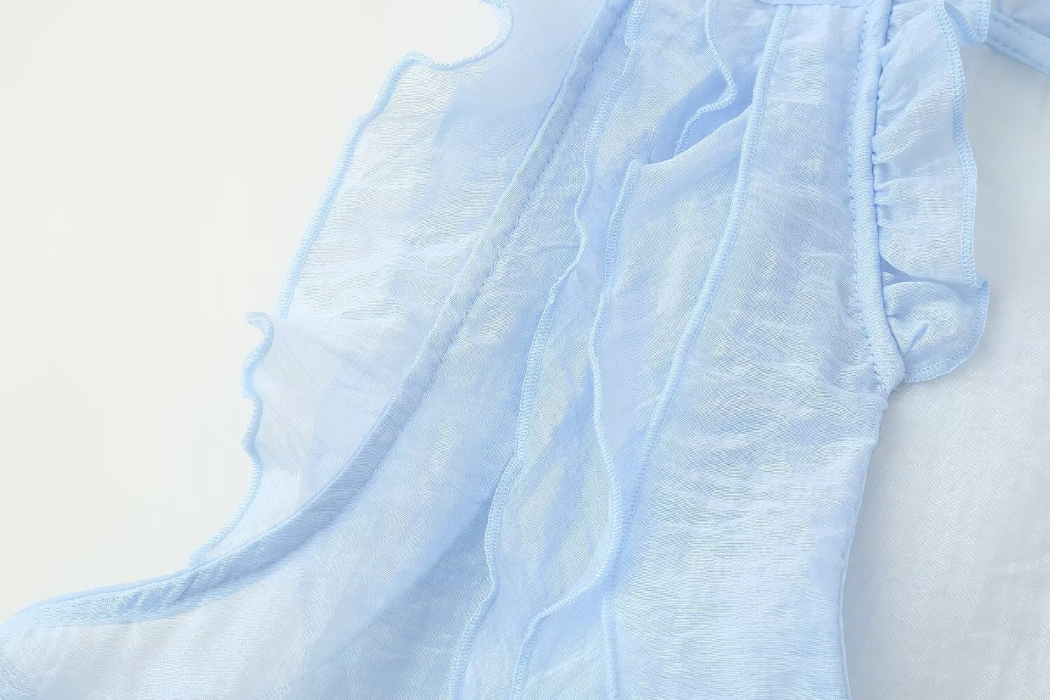 Women Clothing French Laminated Decoration Drape Sleeveless Top