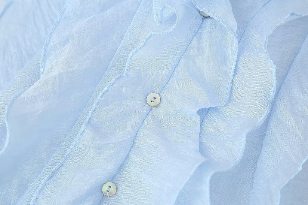 Women Clothing French Laminated Decoration Drape Sleeveless Top