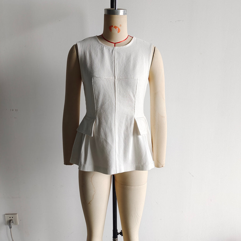 Women Clothing Summer Casual Slim Sleeveless Umbrella round Neck Vest Top Women