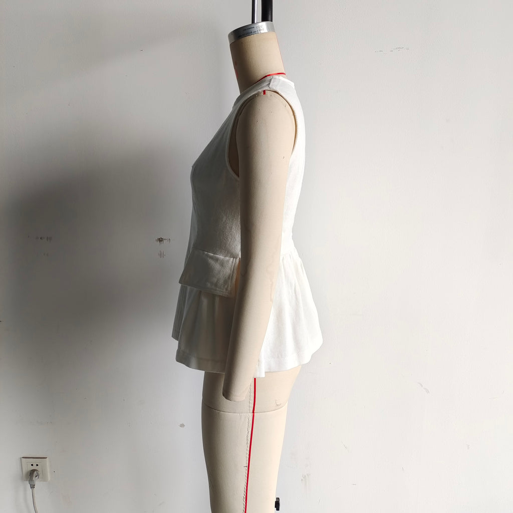 Women Clothing Summer Casual Slim Sleeveless Umbrella round Neck Vest Top Women