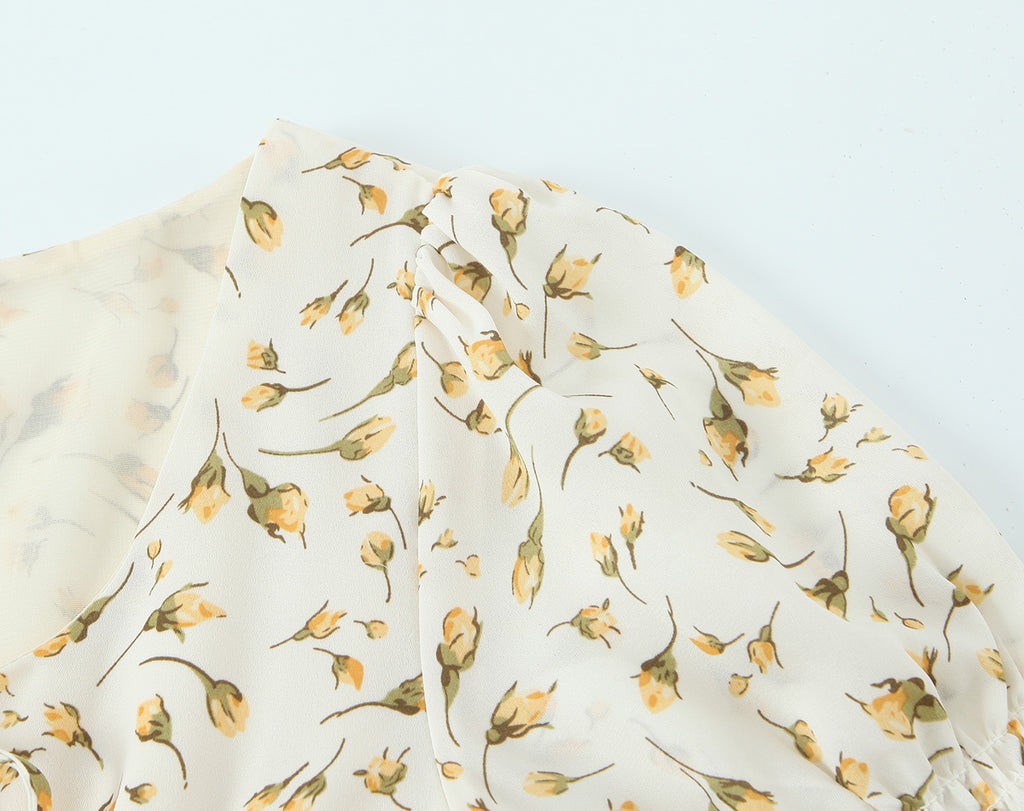 Summer Gentle Floral Dress Spring Summer French Mid Length Waist Slimming